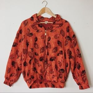 Vintage 80’s Fall Leaves Zip Windbreaker Jacket